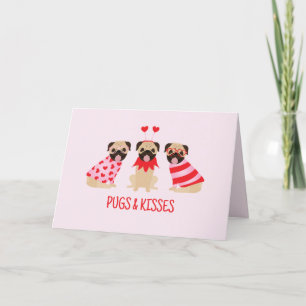Pugs och Kisses Cute Pug Hundar Tack Kort