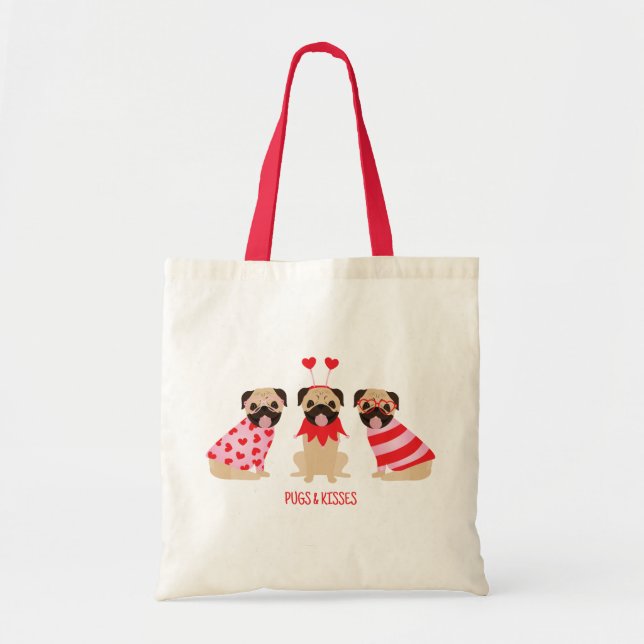 Pugs och Kisses Cute Pug Hundar Tygkasse (Framsidan)