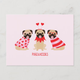 Pugs och Kisses Cute Pug Hundar Vykort