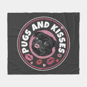 Pugs och Kisses Cute Pun Pug Älskare Fleecefilt