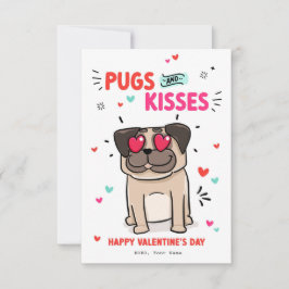 Pugs och Kisses Hund Pun Pug Puppy Valentine-kort Inbjudningar