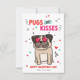 Pugs och Kisses Hund Pun Pug Puppy Valentine-kort Inbjudningar