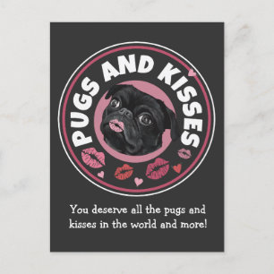 Pugs och Kisses Punny Pug Älskare Kärlek-medde Vykort