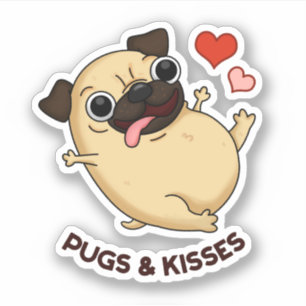 Pugs och Kisses Rolig hund Pun Klistermärken