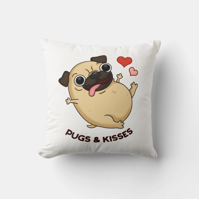 Pugs och Kisses Rolig hund Pun Kudde (Framsida)