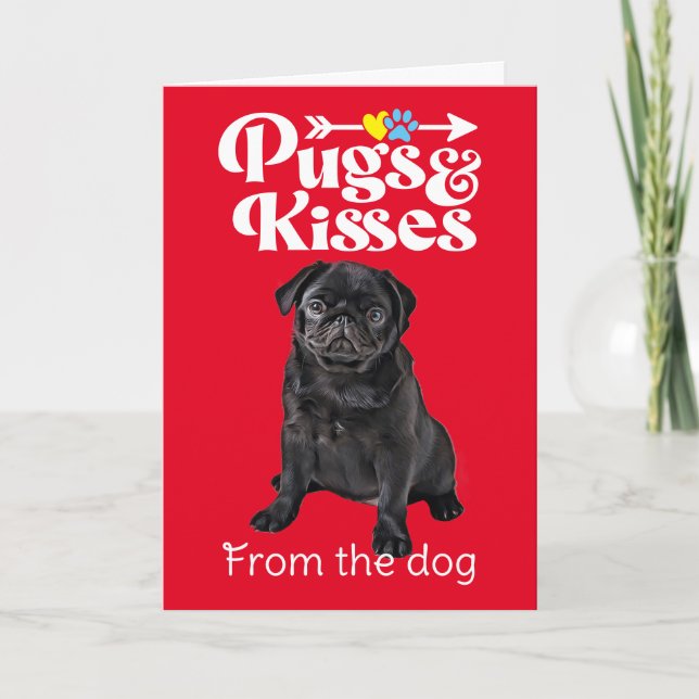 Pugs och kyssar Alla hjärtans dag-kort Helgkort (Framsida)