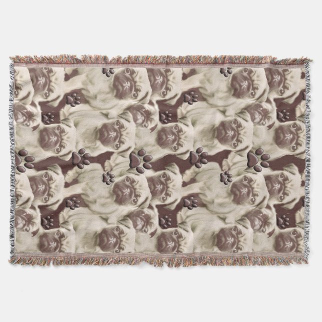 Pugs och Tassar Throw Blanket Mysfilt (Framsidan)