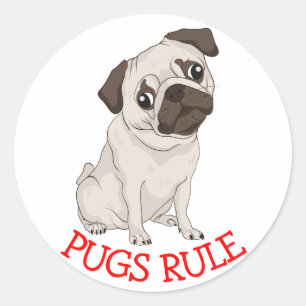 Pugs-regeln! Packa Puppy Hund Tecknad Etikett / Fö