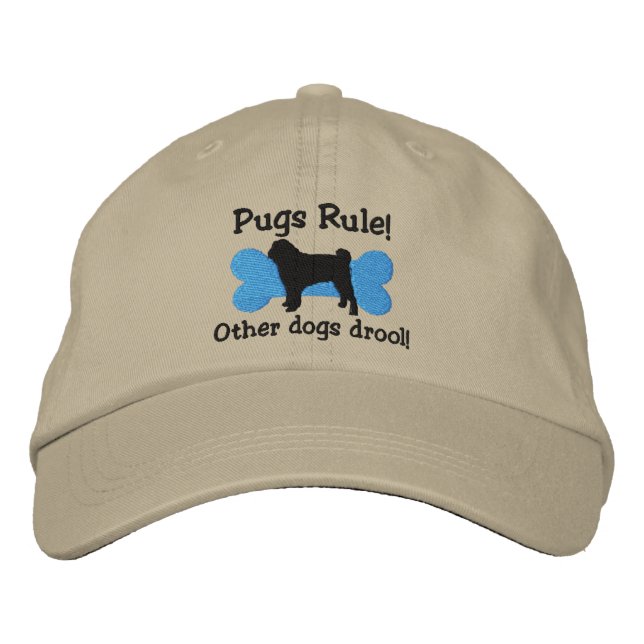 Pugs Rule Embroized Hat Broderad Keps (Framsida)