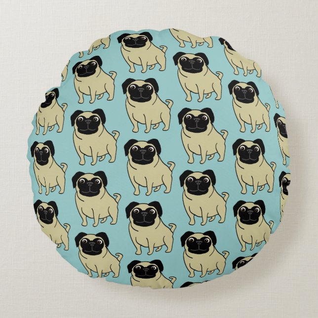 Pugs Rund Kudde (Framsidan)