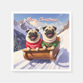 Pugs Sled Ride jul Pappersservett