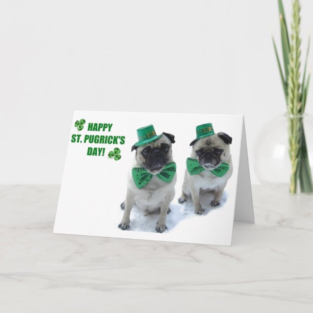 Pugs St patrick's day Hälsning Kort (Framsida)