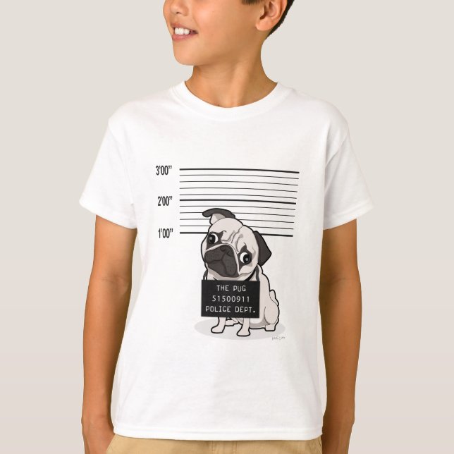 Pugshot: Pug Mugshot Tee Shirt (Framsida)