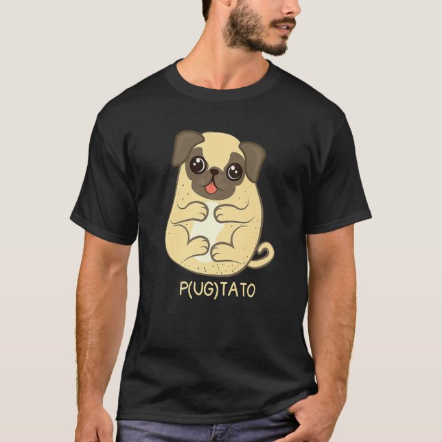 Pugtato cute Pug Potato for Hund T Shirt (Framsida)