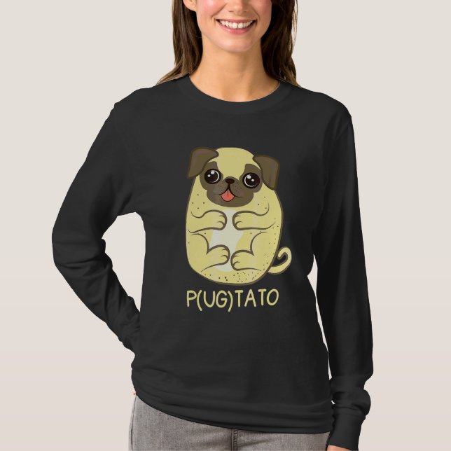 Pugtato Pug  Potatis Pug Hund Pug T Shirt (Framsida)