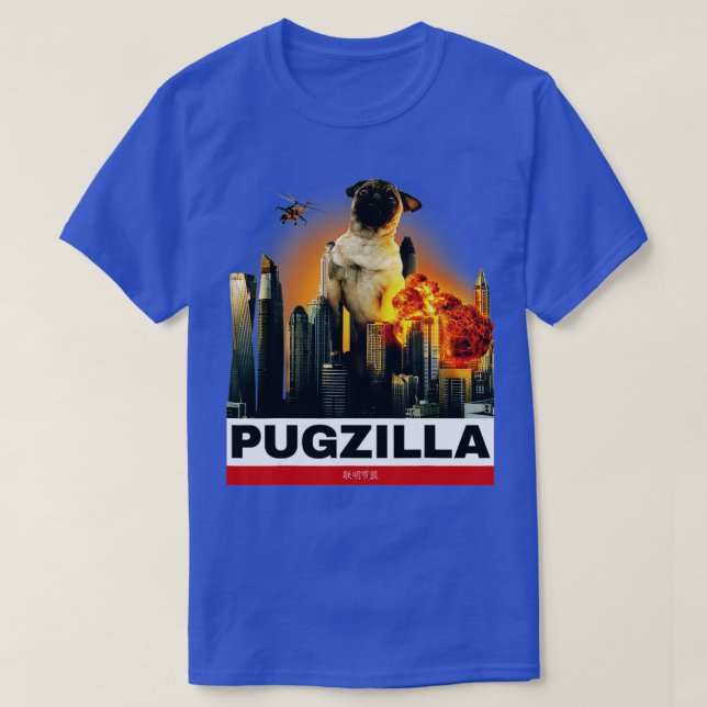 PUGZILLA - Funny Pug för Hundälskare till Hallowee T Shirt (Design framsida)