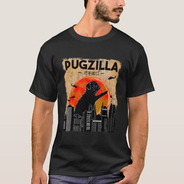 Pugzilla-julklappar för Pug Lov T Shirt (Framsida)