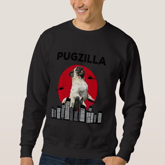 Pugzilla Pug Mamma Pug Pappa Pug Pug Pug Animal Lång Ärmad Tröja (Framsida)