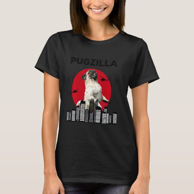 Pugzilla Pug Mamma Pug Pappa Pug Pug Pug Animal T Shirt (Framsida)