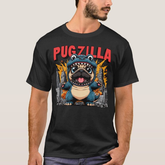 Pugzilla Rolig hund T Shirt (Framsida)