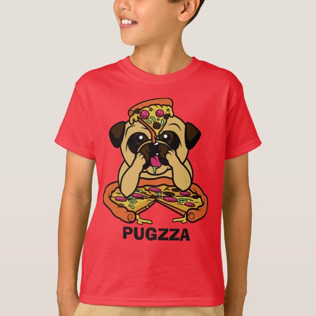 PUGZZA-skjortor (Pizza) och jacka T-shirt (Framsida)