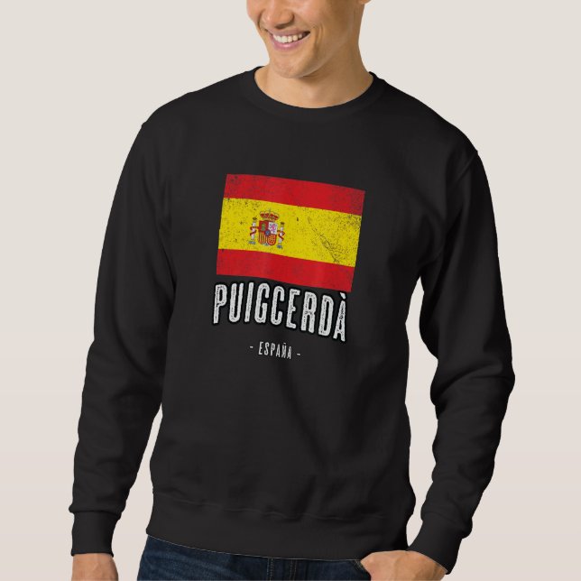 Puigcerd Spain ES Flagga City - Bandera Ropa - Lång Ärmad Tröja (Framsida)