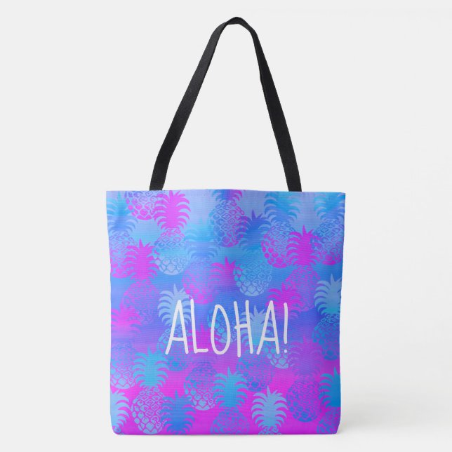 Pukana Hawaiian Aloha Pineapple Peri Beach Bag Tygkasse (Framsida)