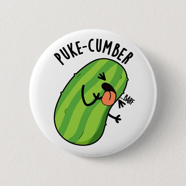 Puke-cumber Funny Cucumber Pun Knapp (Framsida)