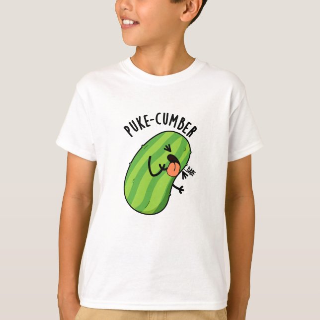 Puke-cumber Funny Cucumber Pun T Shirt (Framsida)