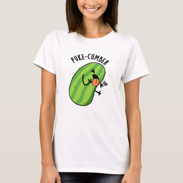Puke-cumber Funny Cucumber Pun T Shirt (Framsida)