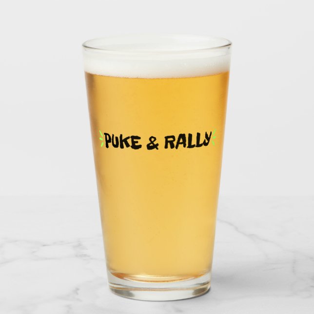 Puke & Rally Pintglas | Party Legend Edition Glaskopp (Framsida fylld)