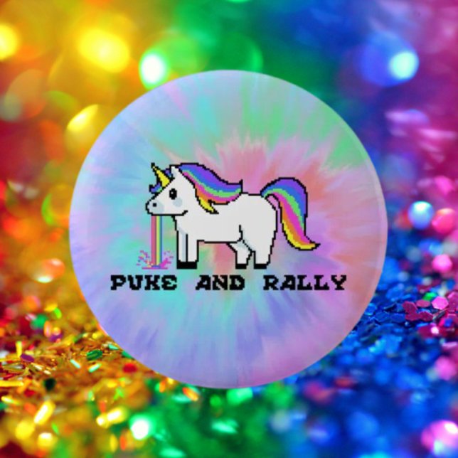 Puke & Rally Rainbow Unicorn Button | Tie-Dye Knapp (Skapare uppladdad)