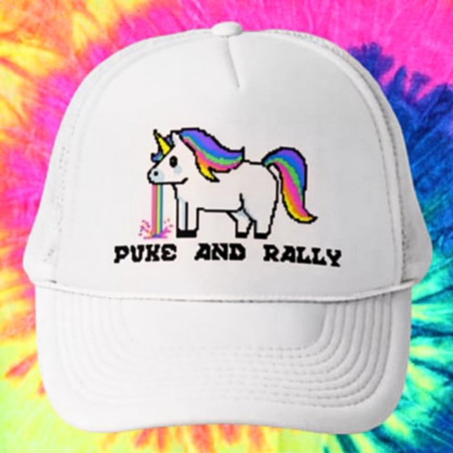 Puke & Rally Rainbow Unicorn Trucker Hatt | Pixel Keps (Skapare uppladdad)