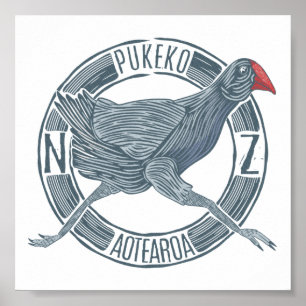 Pukeko Aotearoa Nya Zeeland Poster