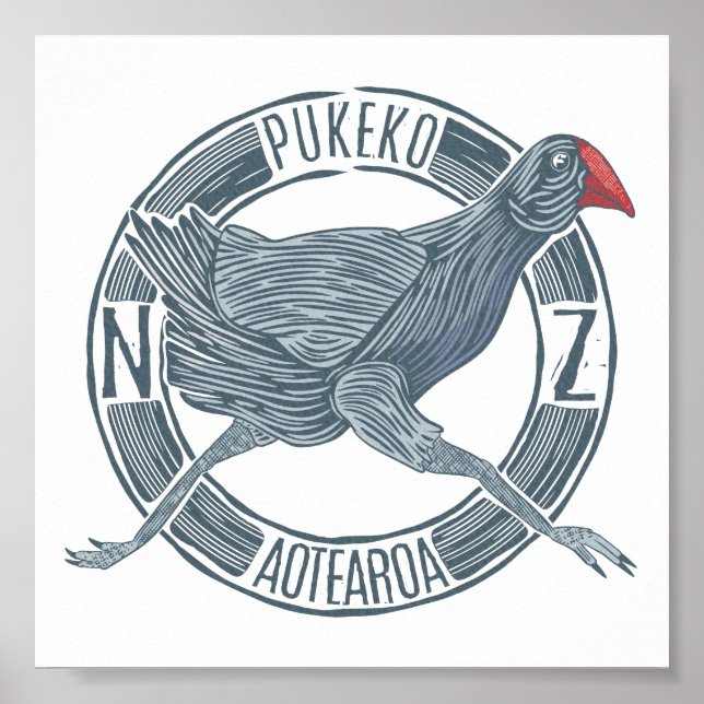 Pukeko Aotearoa Nya Zeeland Poster (Framsidan)