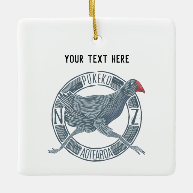 Pukeko NZ bird Julgransprydnad Keramik (Framsida)