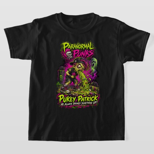 Pukey Patrick — Paranormal Punks T Shirt (Laydown)