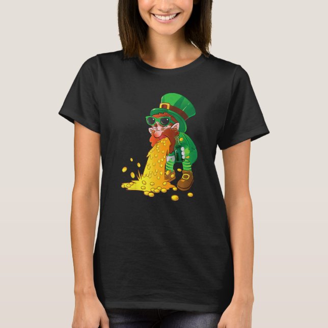 Puking Leprechaun Shirt Funny St Patrick's Day Dri T Shirt (Framsida)