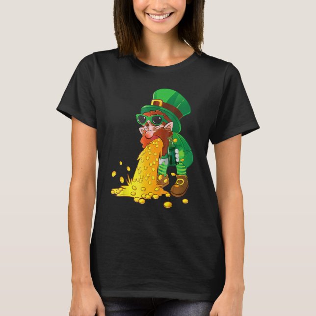 Puking Leprechaun Shirt Funny St Patrick's Day Dri T Shirt (Framsida)