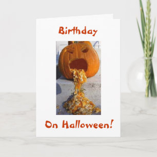 PUKING PUMPKIN FOR A ROLIGT HALLOWEEN BIRTHDAY KORT