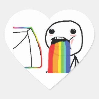 Puking Rainbows Hjärtformat Klistermärke