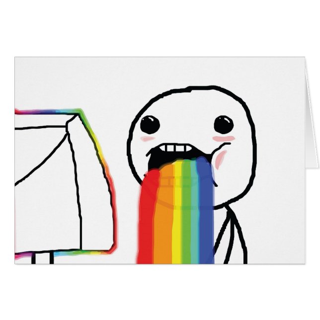 Puking regnbågar hälsningskort (Framsidan Horizontal)