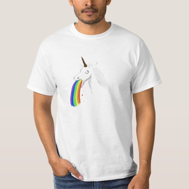 Puking UnicornT-tröja T Shirt (Framsida)