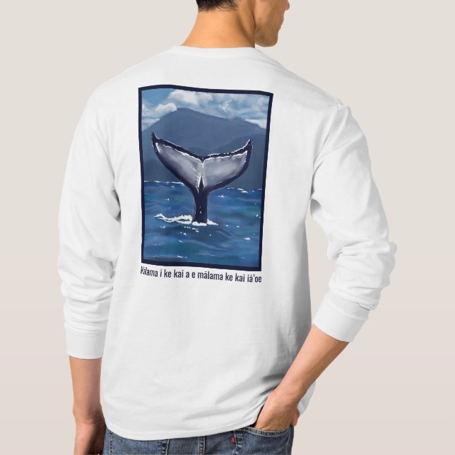 Pukkelvalsstjärt Hawaiianskt Citat T Shirt (Baksida)