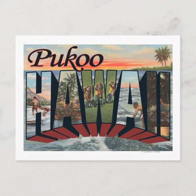 Pukoo, HawaiiStora Bokstavs ScenerPukoo, HI Vykort (Framsida)