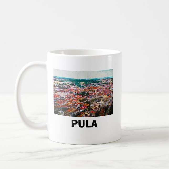 Pula Kroatien City View Painting Kaffemugg (Vänster)