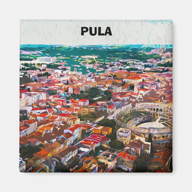 Pula Kroatien City View Painting Magnet (Framsidan)
