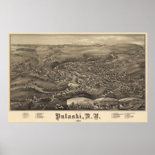 Pulaski, New York Birds öga view 1885 Poster