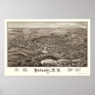 Pulaski, NY Panoramic Karta - 1885 Poster