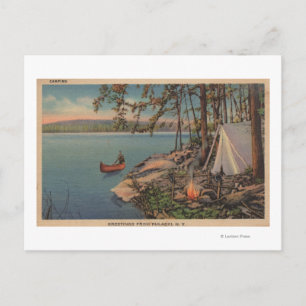 Pulaski, NY View of Canoe, Camping, Tält, Sjö Vykort